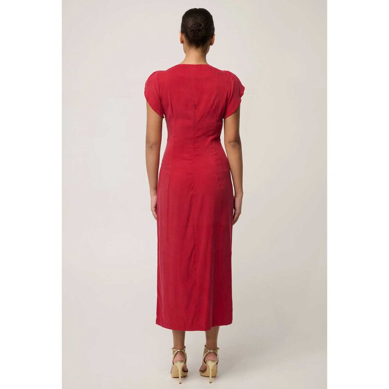 OnceWas Geneva Twist Detail Column Midi Dress image number 1